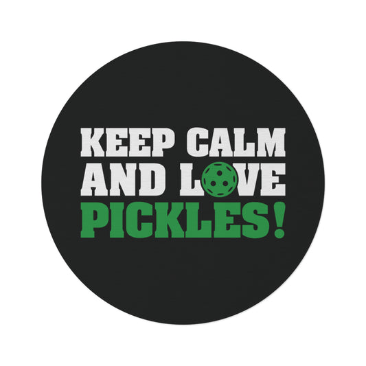 Pickleball Fun Round Rug - Keep Calm and Love Pickles