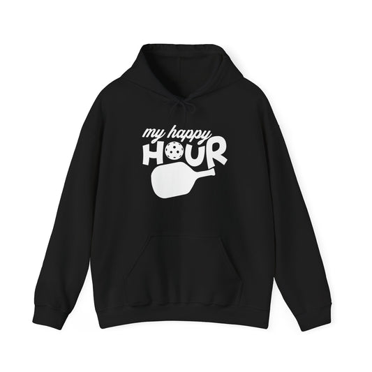 Women's Comfy Pickleball Hoodie - My Happy Hour Black
