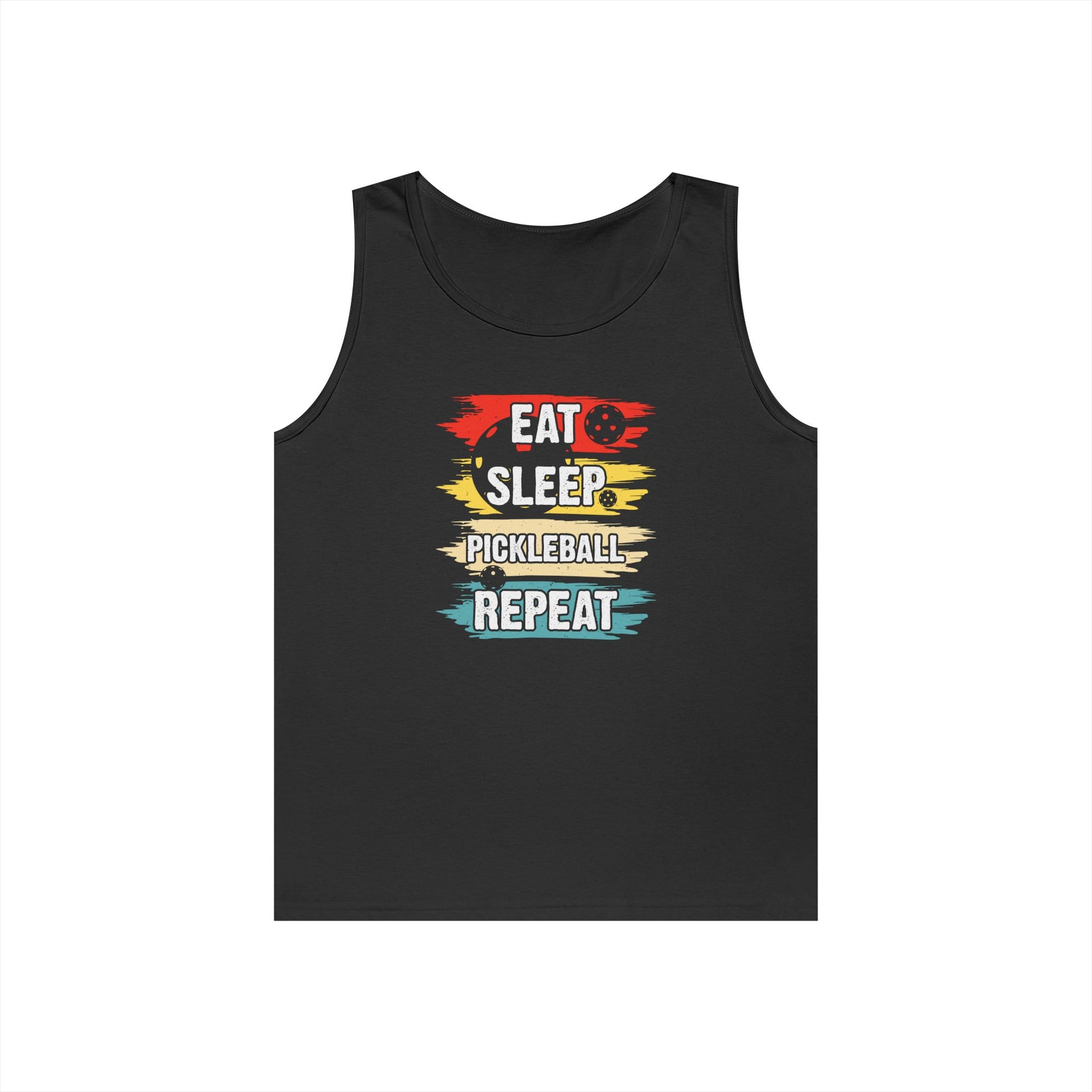 Men's Cool Pickleball Tank Top - Eat Sleep Pickleball Repeat Retro Black