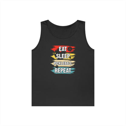 Men's Cool Pickleball Tank Top - Eat Sleep Pickleball Repeat Retro Black