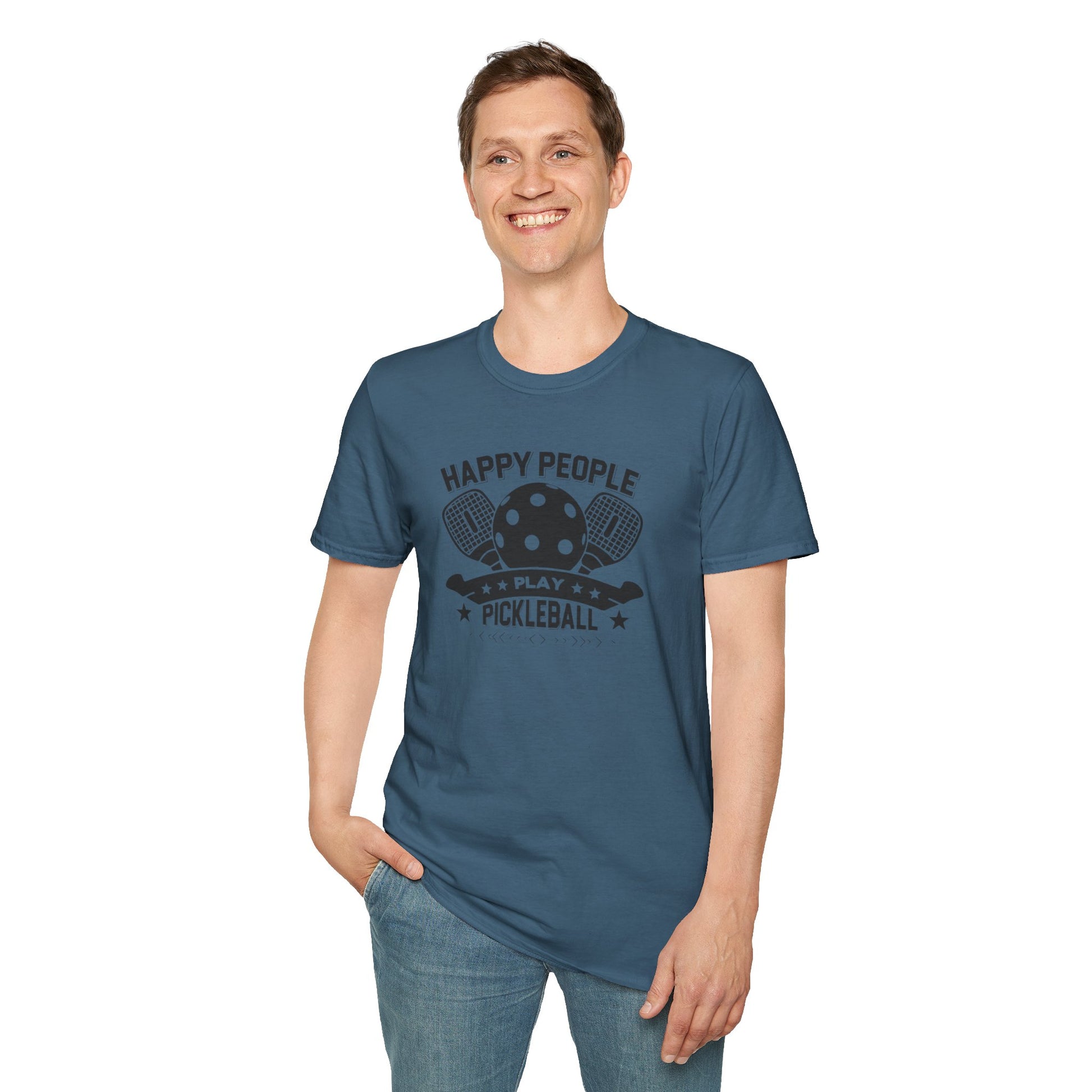 Men's Quirky Pickleball T-shirt - Happy People Play Pickleball