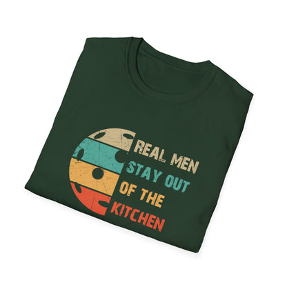 Men's Cool Pickleball T-shirt - Real Men Stay Out Of The Kitchen Retro