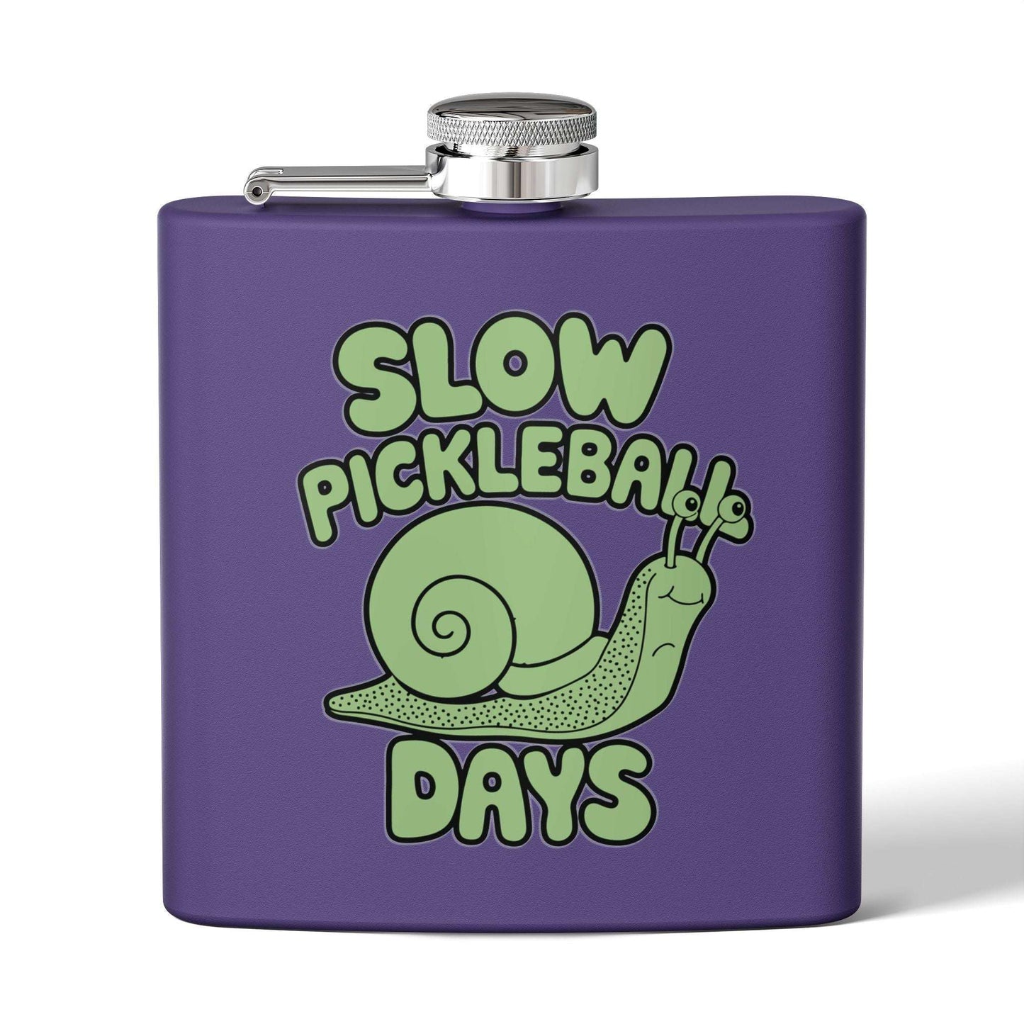 Pickleball Funny Flask - Slow Pickleball Days Purple