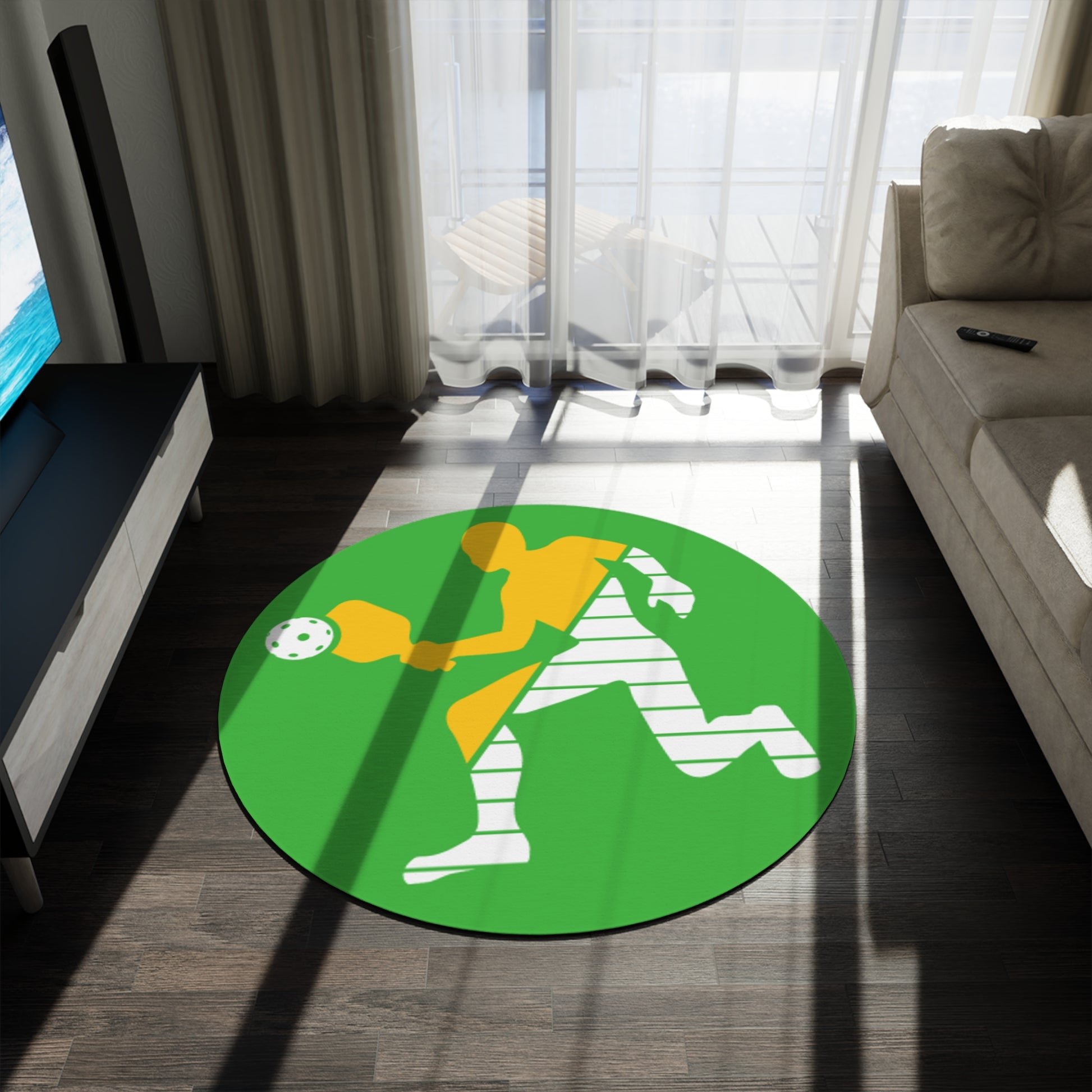 Pickleball Durable Round Rug - Pickleball Player