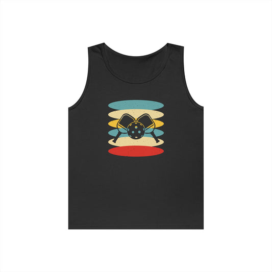 Men's Stylish Pickleball Tank Top - Pickleball Retro Black