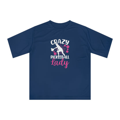 Women's Sporty Pickleball T-shirt - Crazy Pickleball Lady Navy