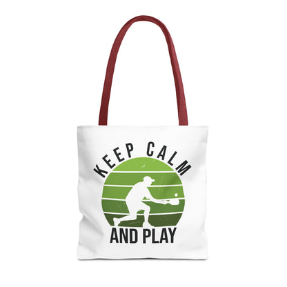 Pickleball Durable Tote Bag - Keep Calm and Play Red