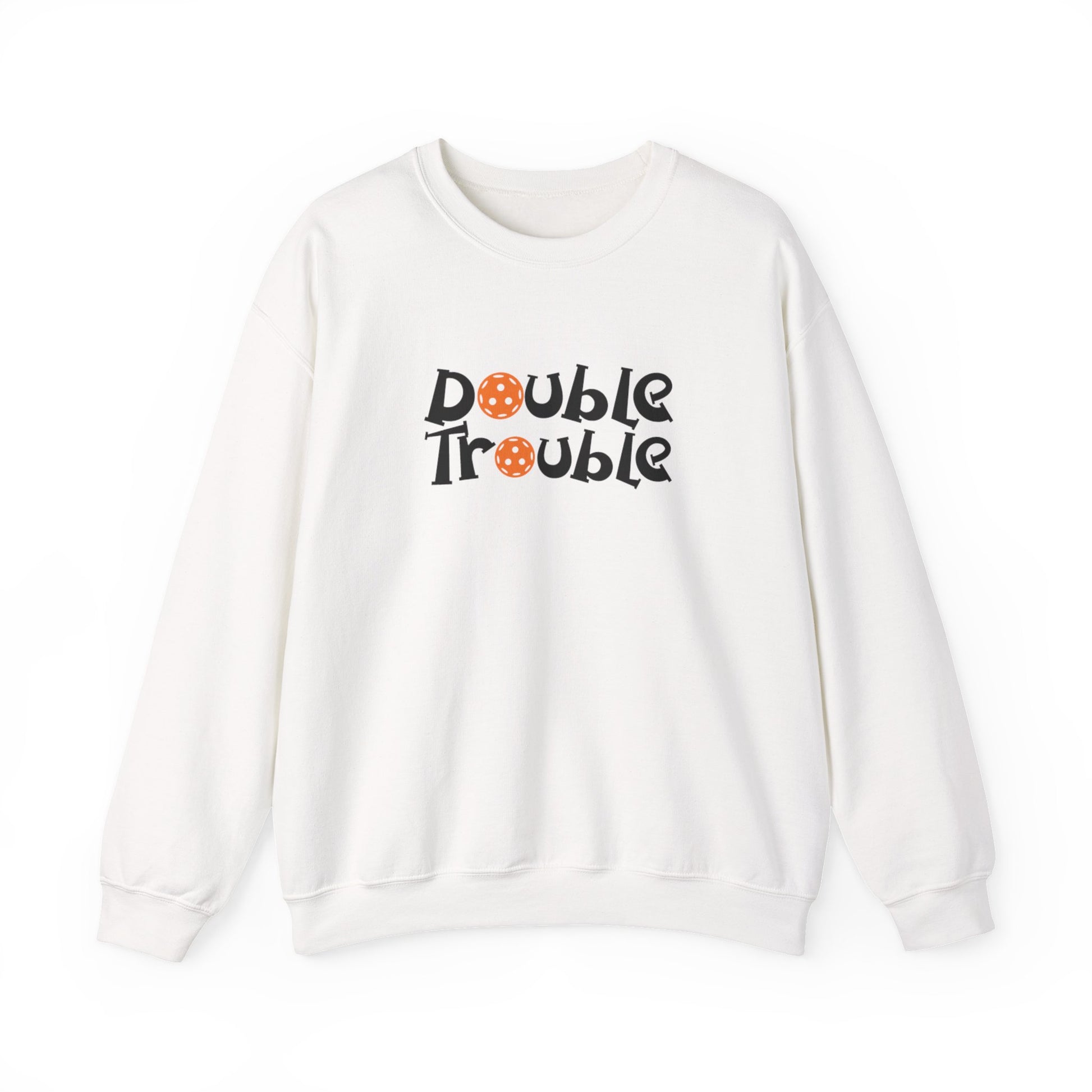 Men's Quirky Pickleball Sweatshirt - Double Trouble White