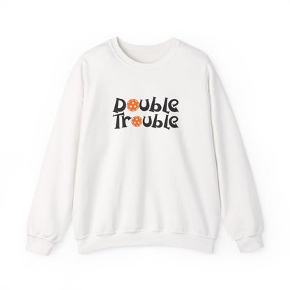 Men's Quirky Pickleball Sweatshirt - Double Trouble White