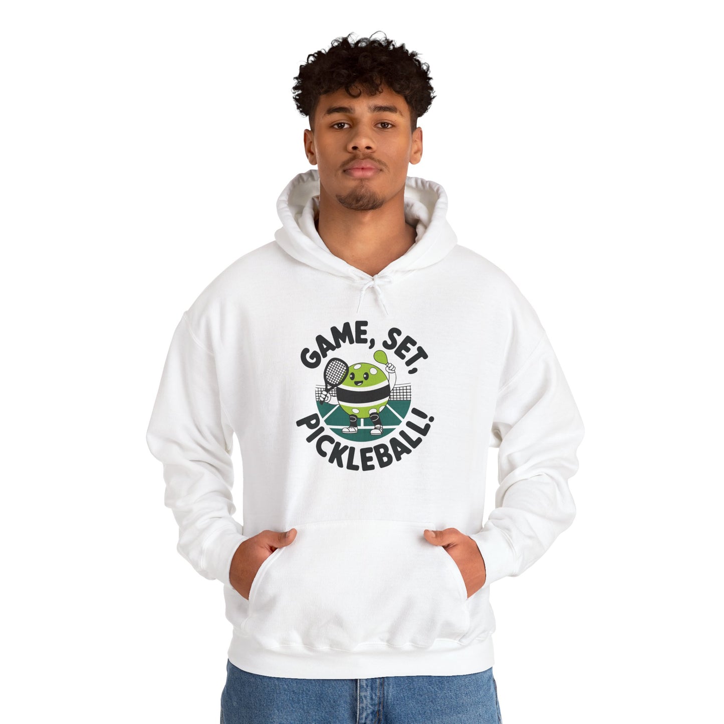 Men's Cute Pickleball Hoodie - Game, Set, Pickleball