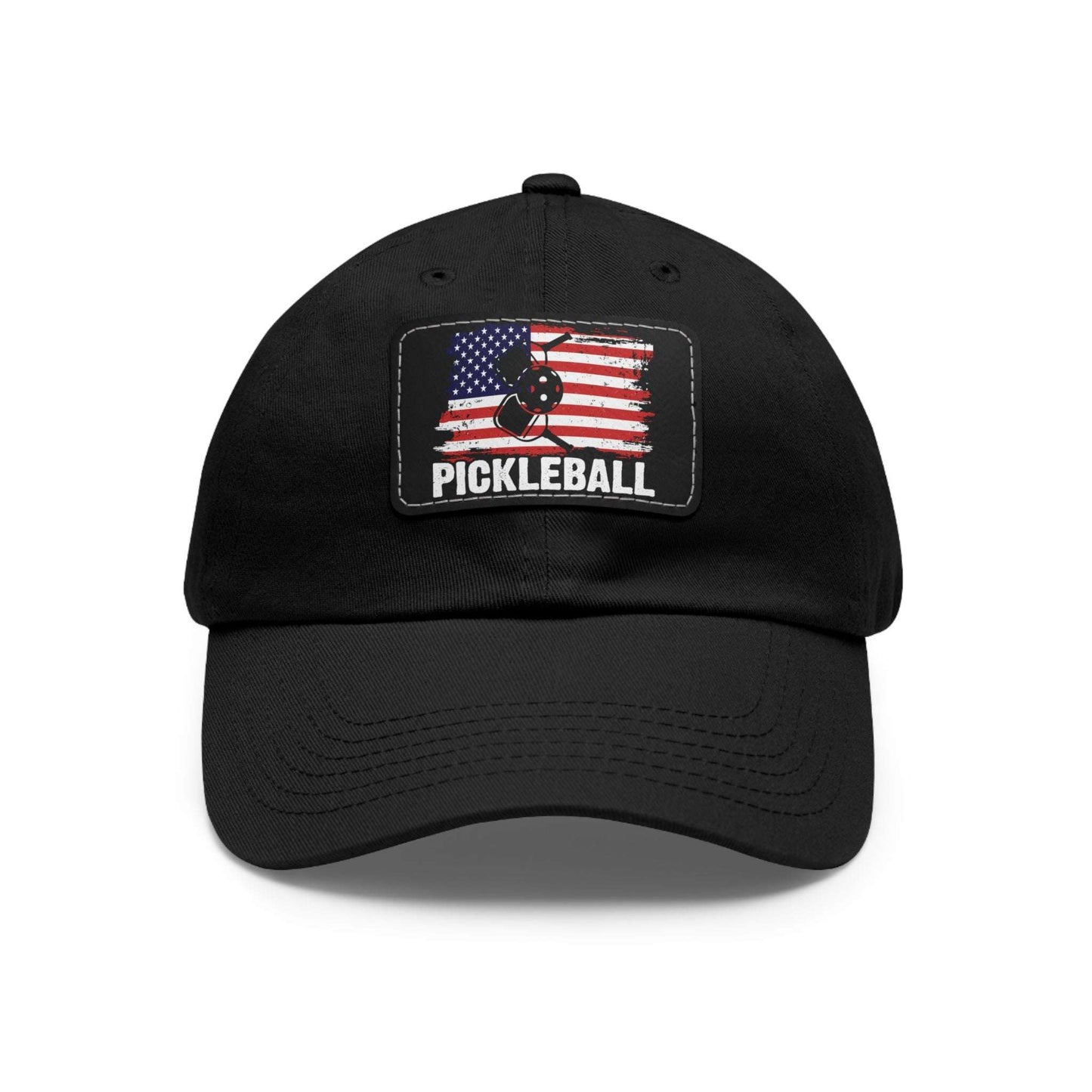 Pickleball Unique Cap - Pickleball with American Flag Black