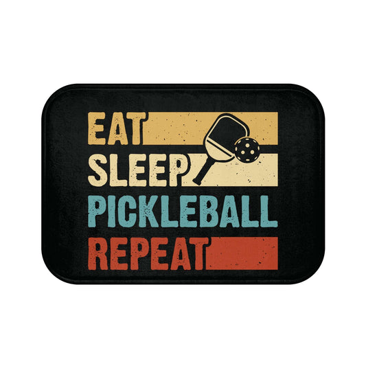 Pickleball Cool Bath mat - Eat Sleep Pickleball Repeat Retro Black
