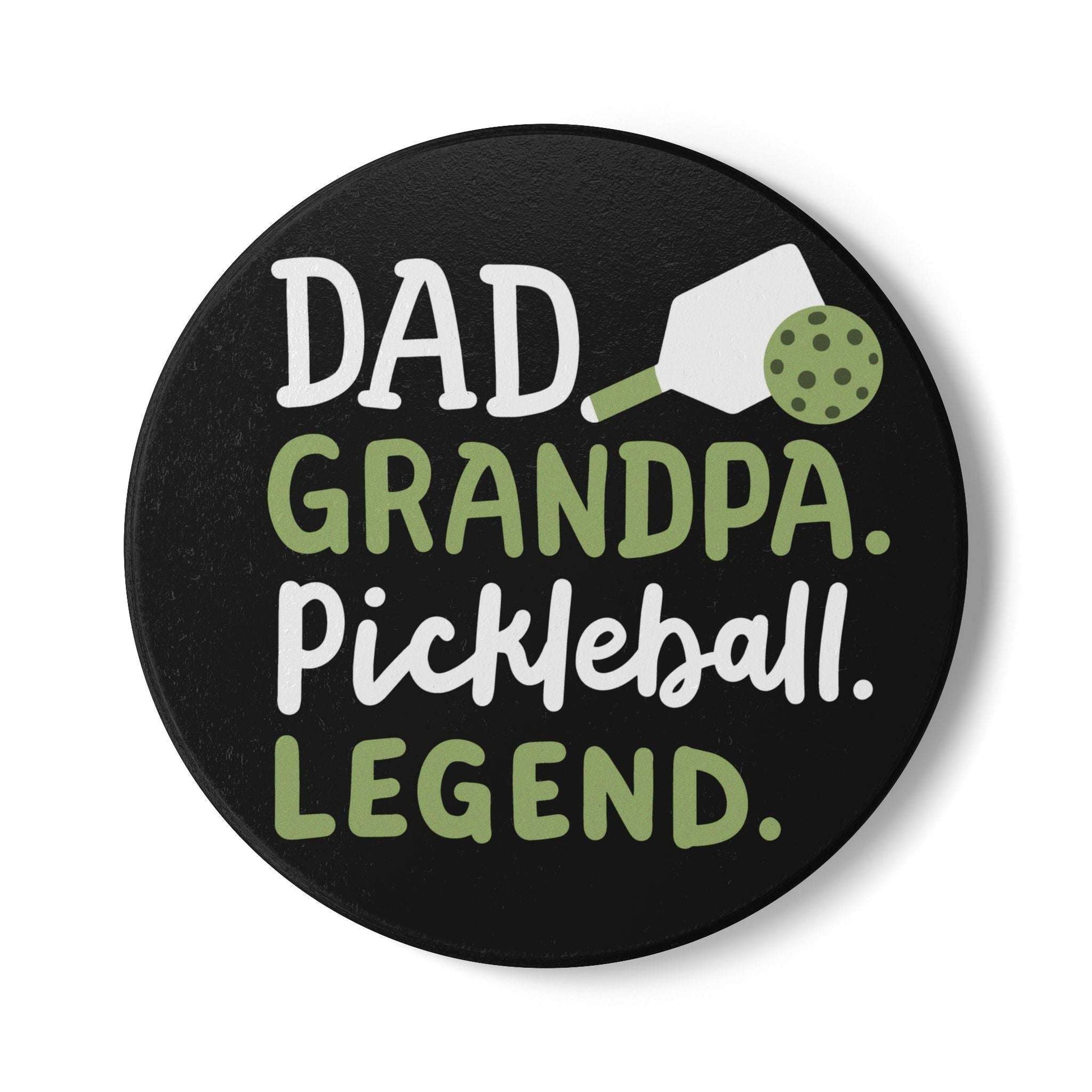 Pickleball Cool Ceramic Coaster - Dad Grandpa Pickleball Legend Black