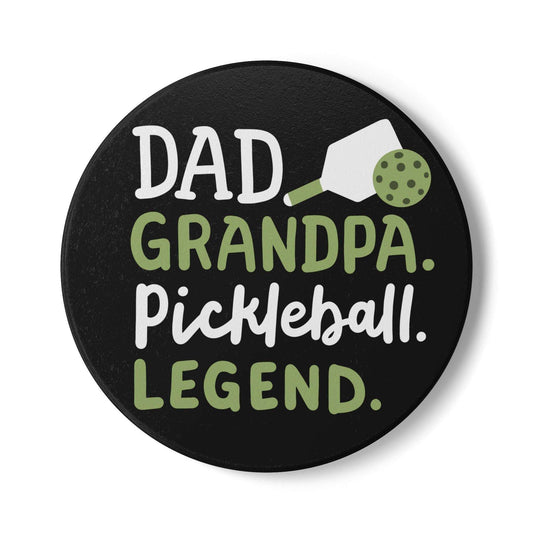 Pickleball Cool Ceramic Coaster - Dad Grandpa Pickleball Legend Black