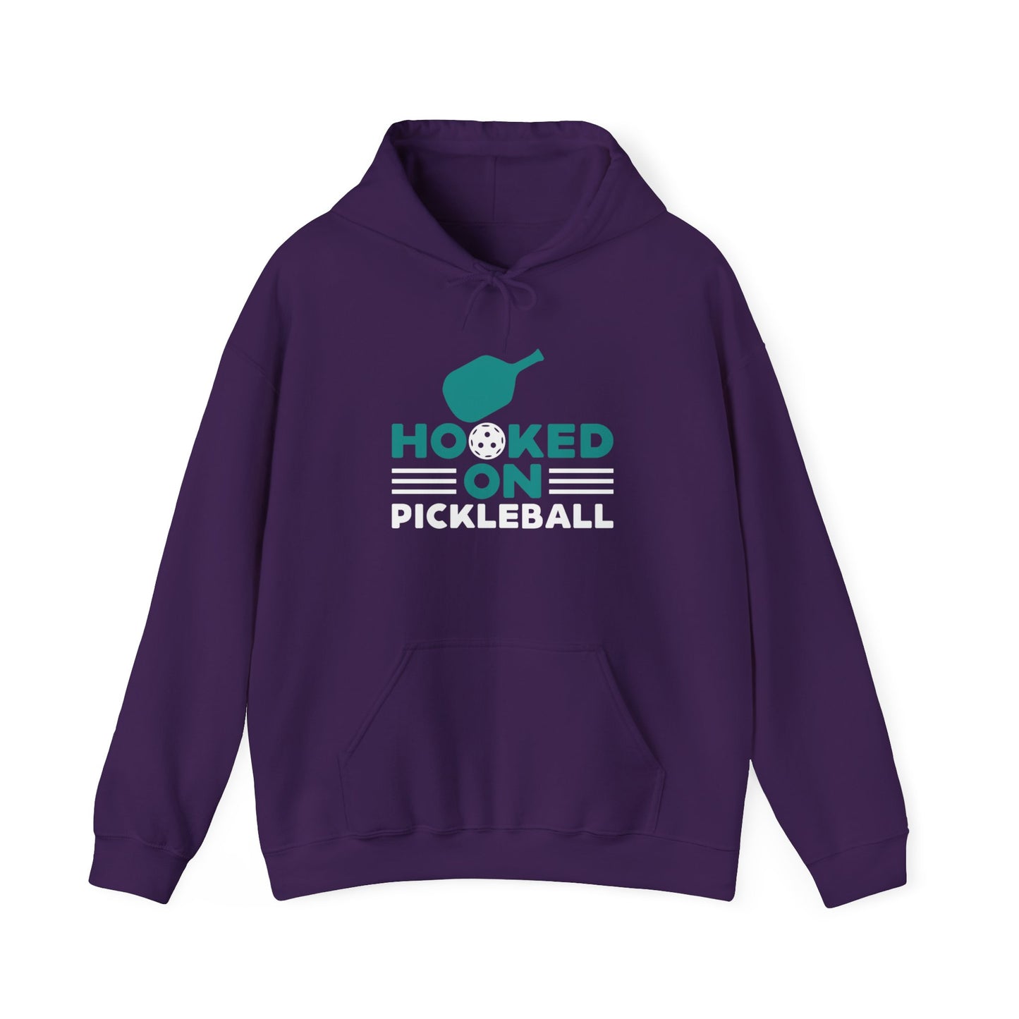 Men's Funny Pickleball Hoodie - Hooked on Pickleball Purple