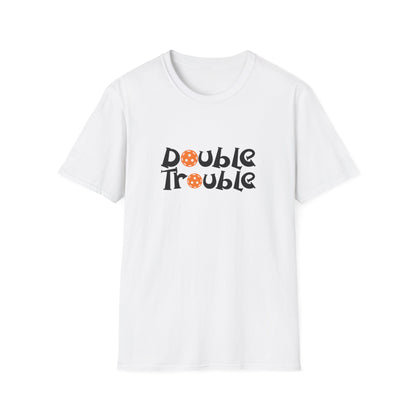 Women's Funny Pickleball T-shirt - Double Trouble White