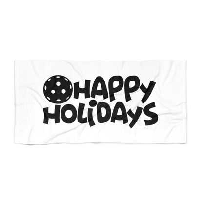 Pickleball Durable Beach Towel - Happy Holiday White