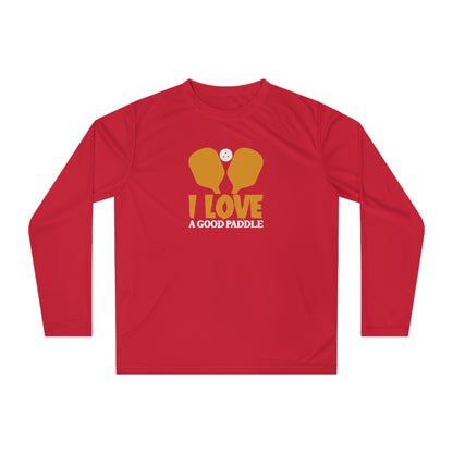 Men's Lightweight Pickleball Long Sleeves top - I Love a Good Paddle Red