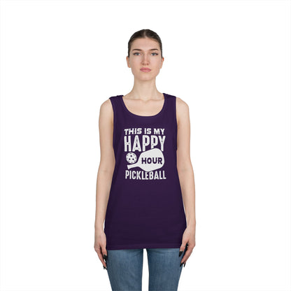 Women's Comfy Pickleball Tank Top - This Is My Happy Hour Pickleball
