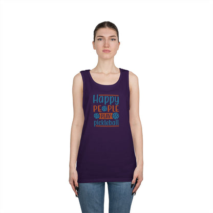 Women's Cheerful Pickleball Tank Top - Happy People Play Pickleball