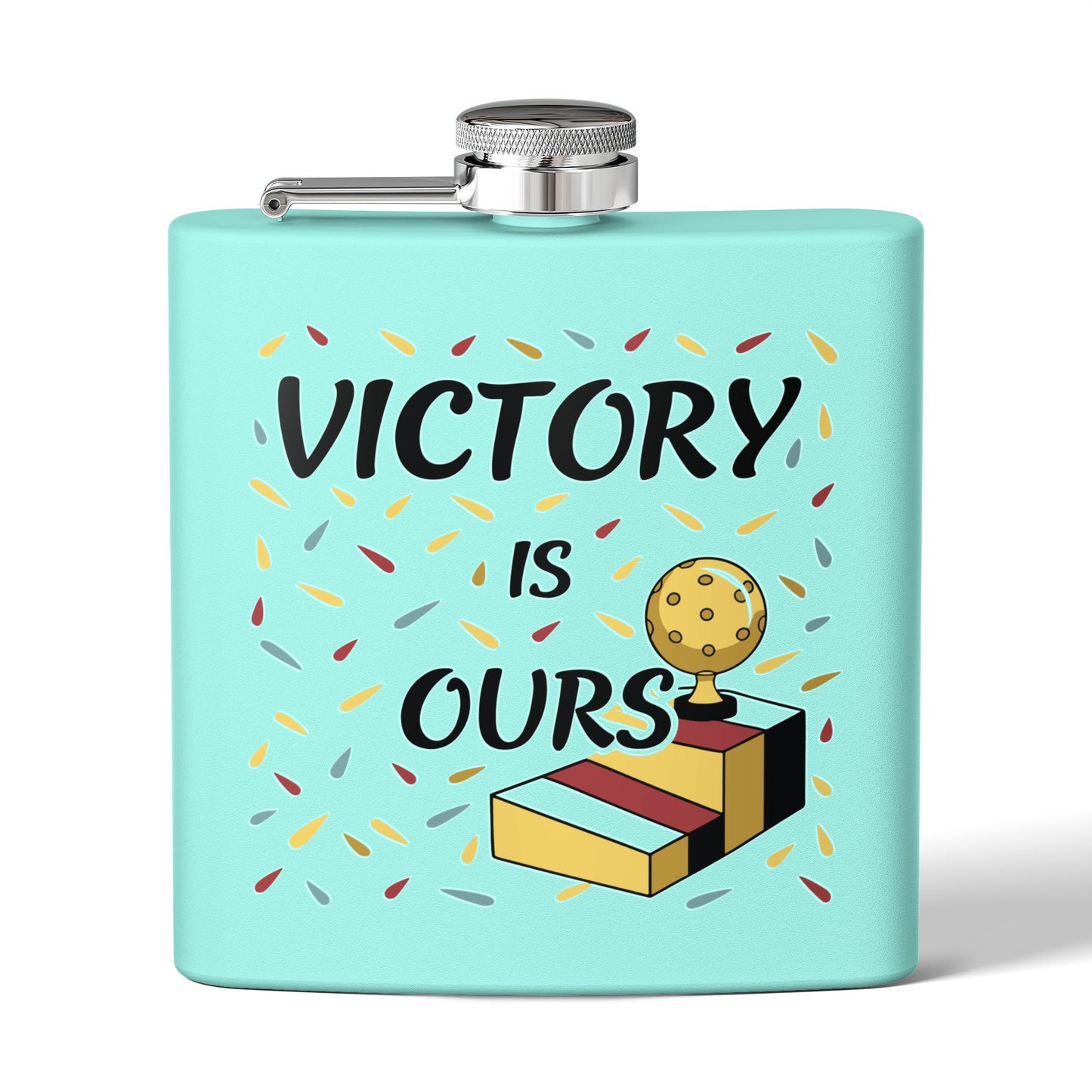 Pickleball Vibrant Flask - Victory is Ours Teal