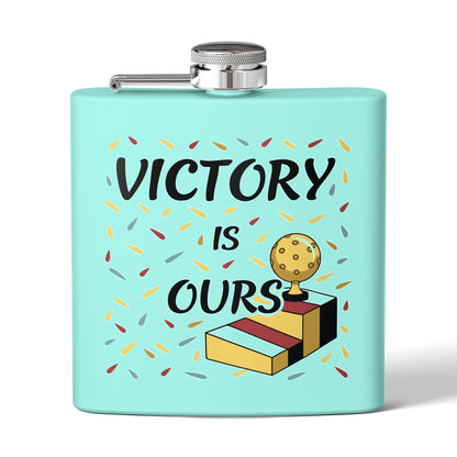 Pickleball Vibrant Flask - Victory is Ours Teal