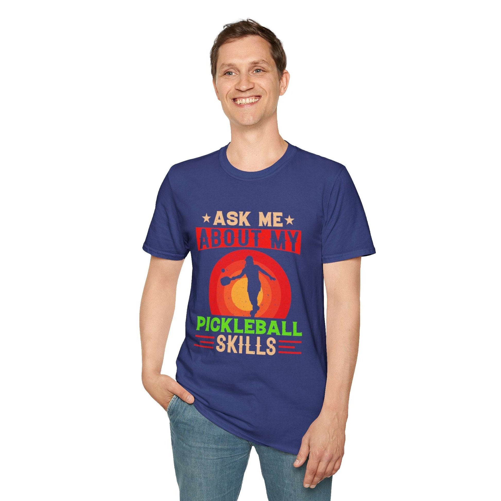 Men's Funny Pickleball T-Shirt - Ask Me About My Pickleball Skills Retro