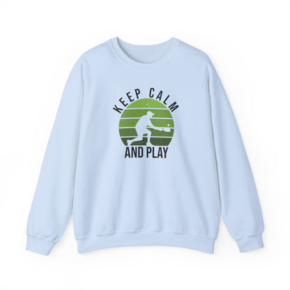 Women's Comfy Pickleball Sweatshirt - Keep Calm and Play Blue