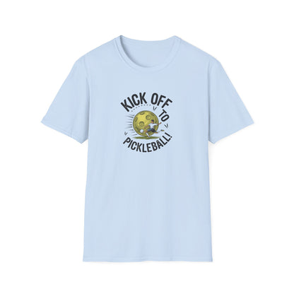 Women's Stylish Pickleball T-shirt - Kick Off to Pickleball Blue