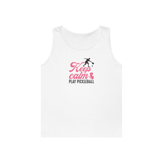 Women's Cute Pickleball Tank Top - Keep Calm & Play Pickleball White
