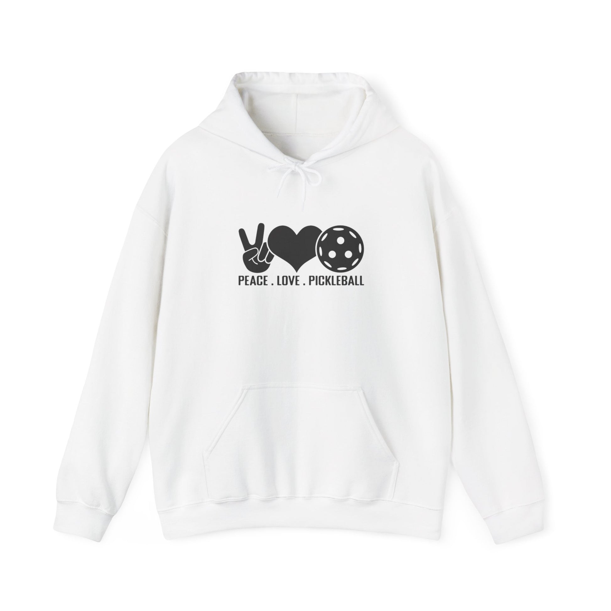 Men's Stylish Pickleball Hoodie - Peace, Love, Pickleball White