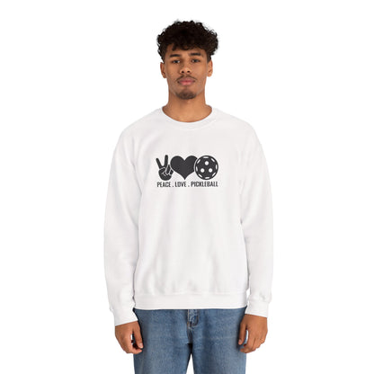 Men's Comfy Pickleball Sweatshirt - Peace, Love, Pickleball