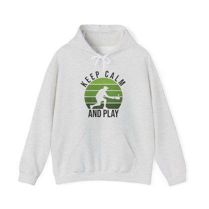 Men's Comfy Pickleball Hoodie - Keep Calm and Play Gray