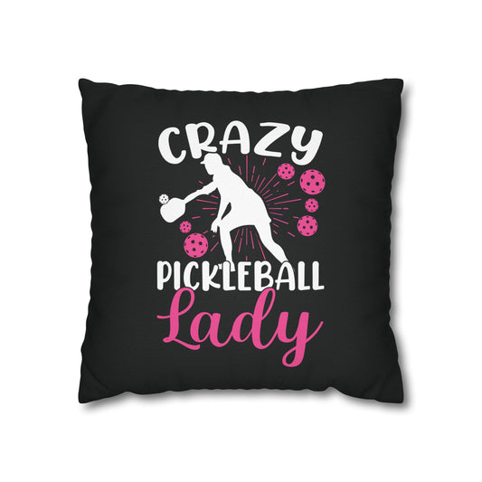 Pickleball Quirky Pillowcase - Crazy Pickleball Lady Black