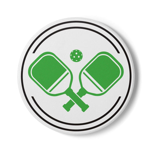 Pickleball Unique Ceramic Coaster - Double Paddle Logo Round