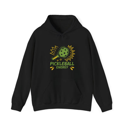 Women's Eye-Catching Pickleball Hoodie - Pickleball Energy Black
