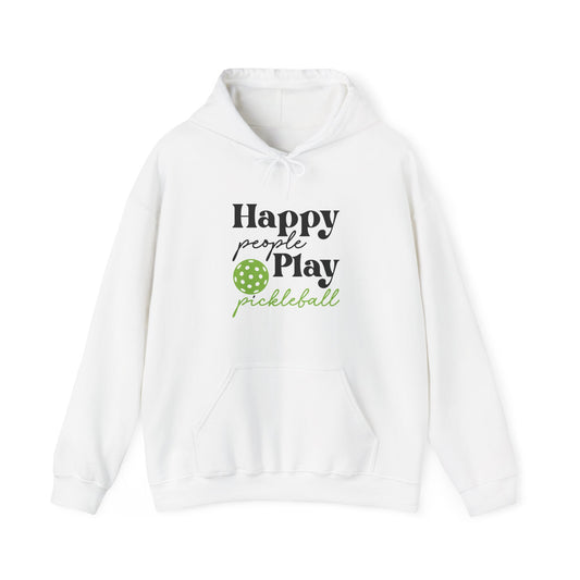 Women's Comfy Pickleball Hoodie - Happy People Play Pickleball White