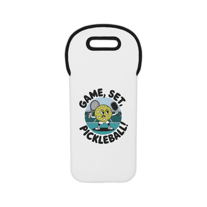 Pickleball Unique Wine Tote Bag - Game, Set, Pickleball White