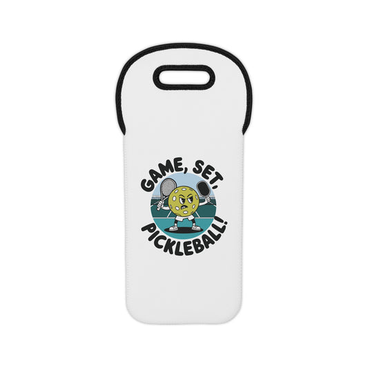 Pickleball Unique Wine Tote Bag - Game, Set, Pickleball White