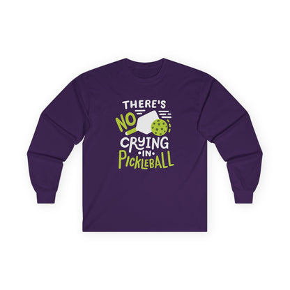 Men's Pickleball Long Sleeves top - There's No Crying in Pickleball Purple