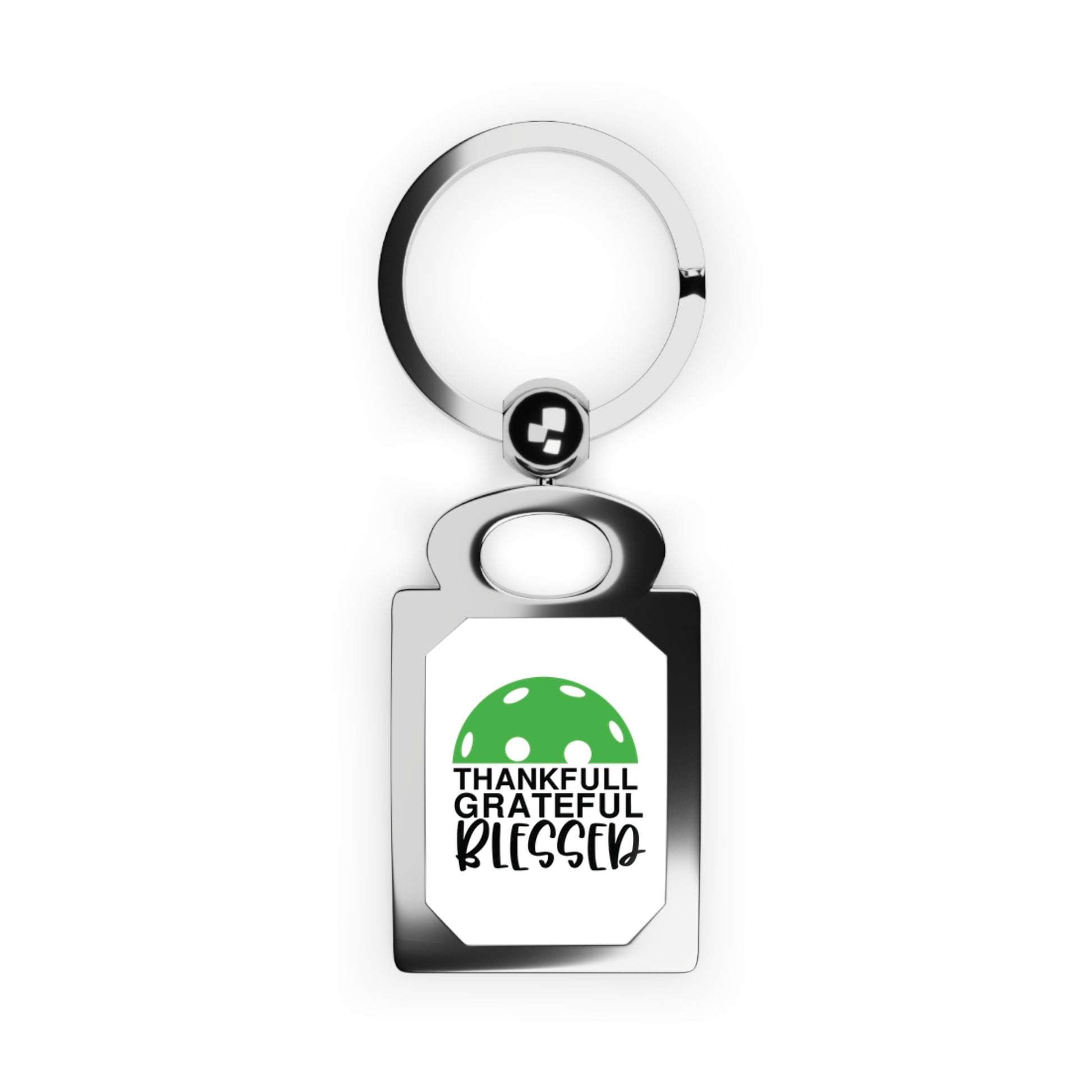 Pickleball Durable Keyring - Thankful Grateful Blessed Silver
