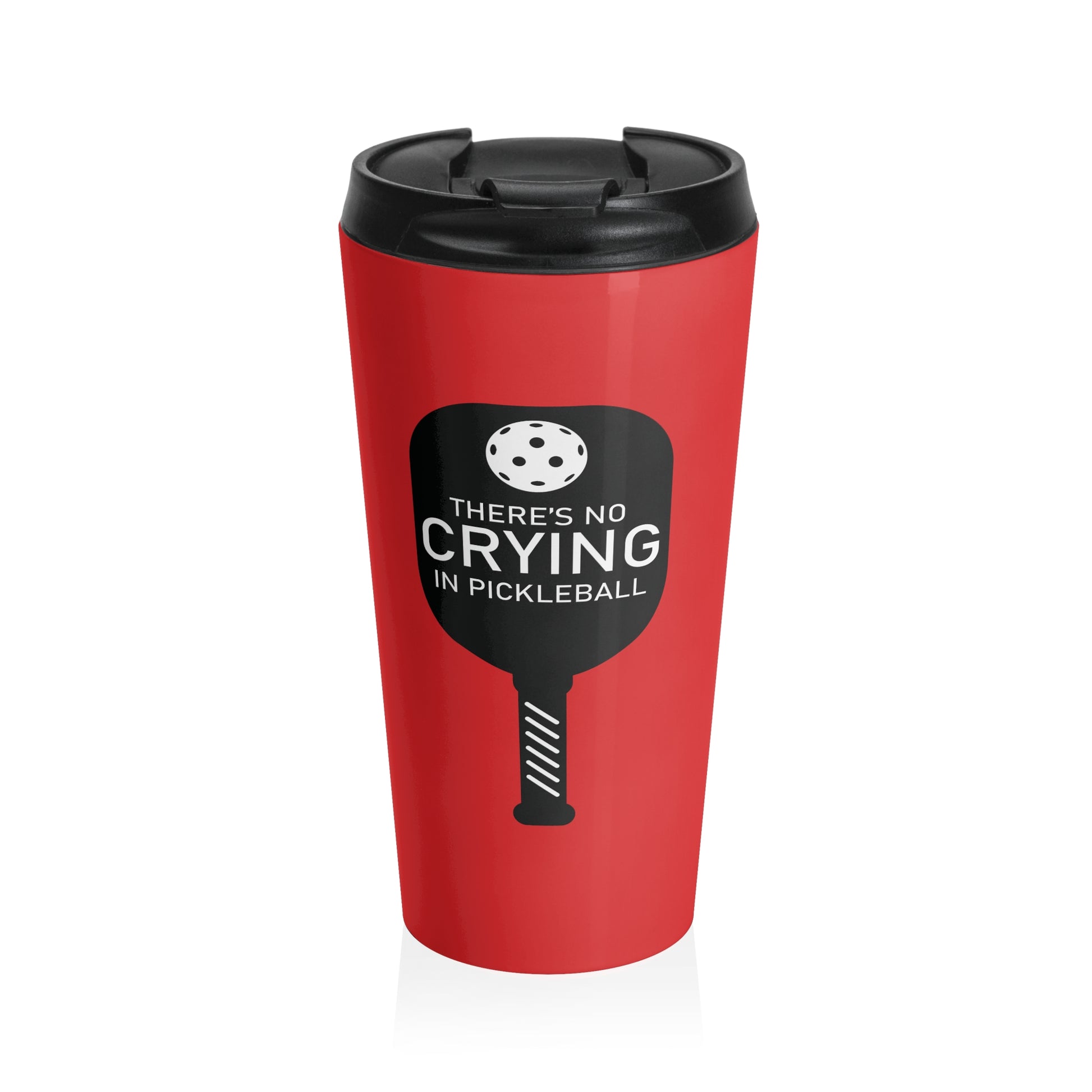 Pickleball Energetic Travel Mug - There's No Crying in Pickleball Red