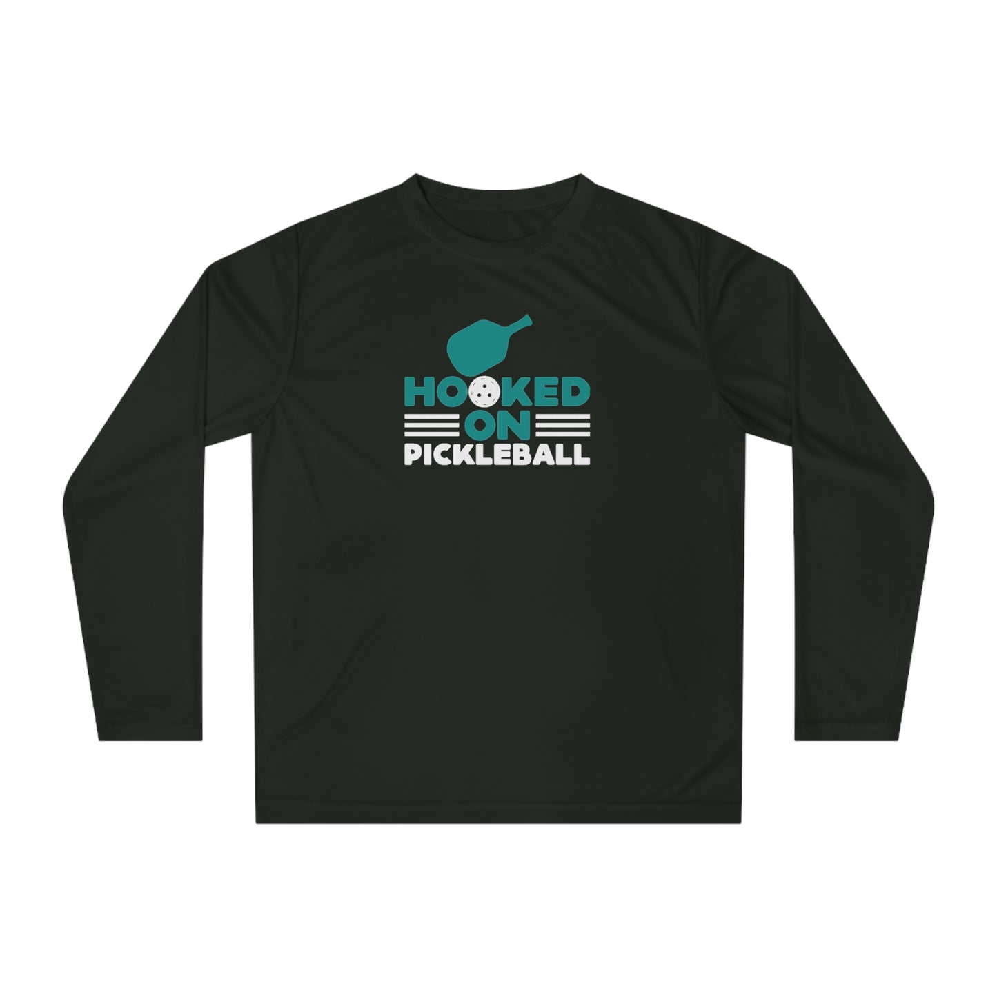 Men's Lightweight Pickleball Long Sleeves top - Hooked on Pickleball Black