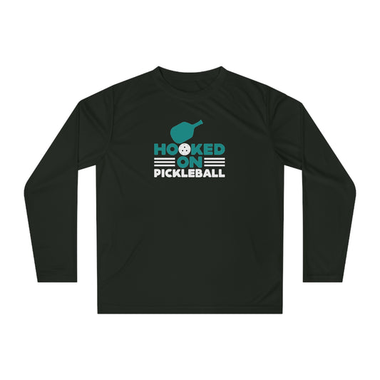Men's Lightweight Pickleball Long Sleeves top - Hooked on Pickleball Black