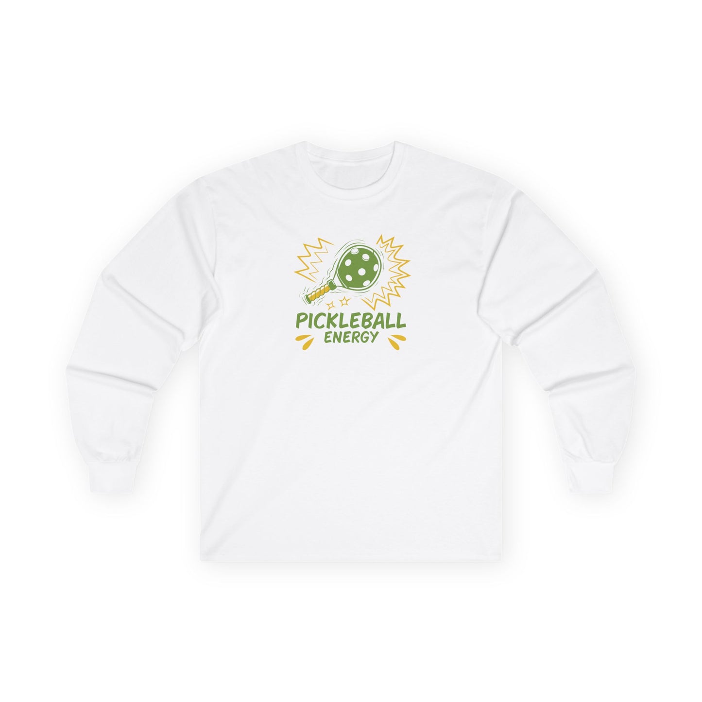 Women's Eye-Catching Pickleball Long Sleeves top - Pickleball Energy White