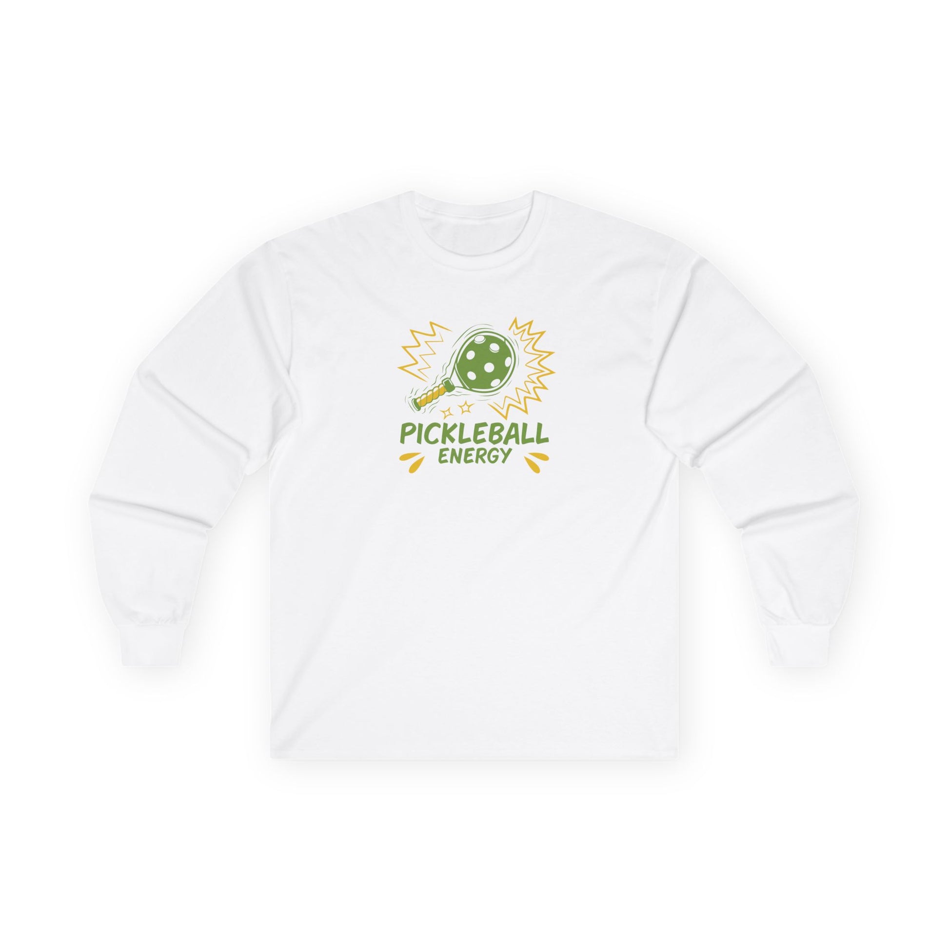 Women's Eye-Catching Pickleball Long Sleeves top - Pickleball Energy White
