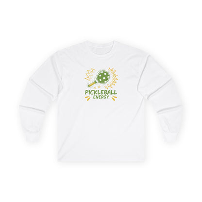 Women's Eye-Catching Pickleball Long Sleeves top - Pickleball Energy White