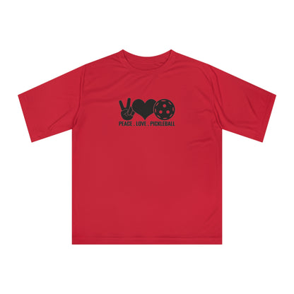 Women's Lightweight Pickleball T-shirt - Peace, Love, Pickleball Red