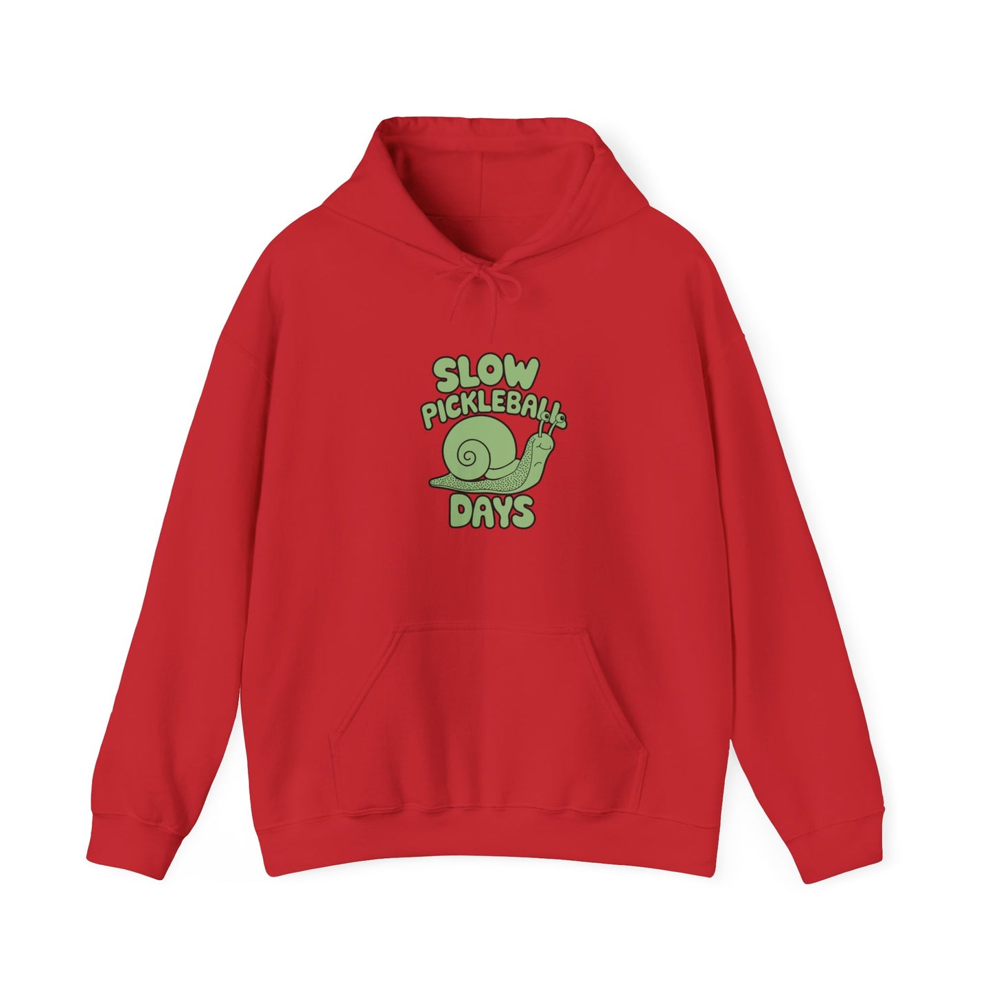 Men's Comfy Pickleball Hoodie - Slow Pickleball Days Red