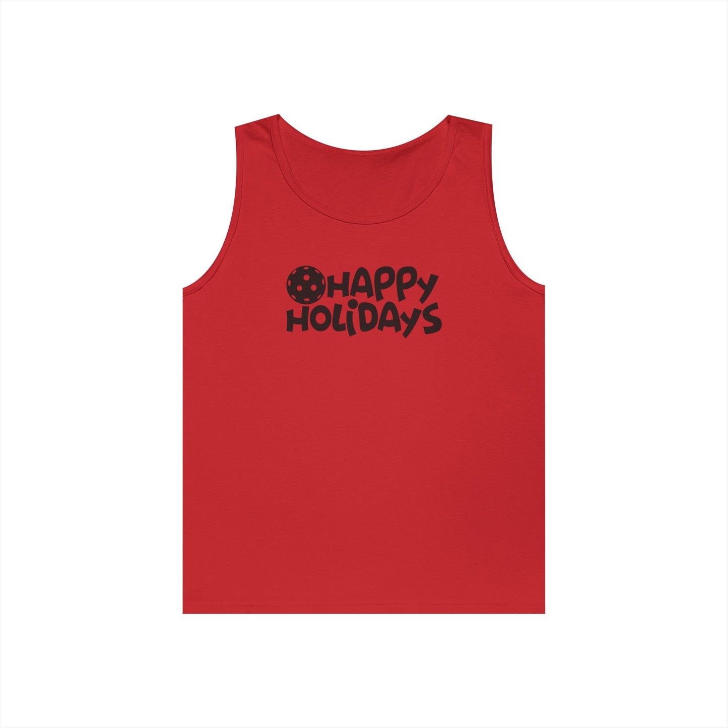 Women's Fun Pickleball Tank Top - Happy Holiday Red